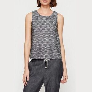 Eileen Fisher Ikat Gray Sleeveless Top // Large